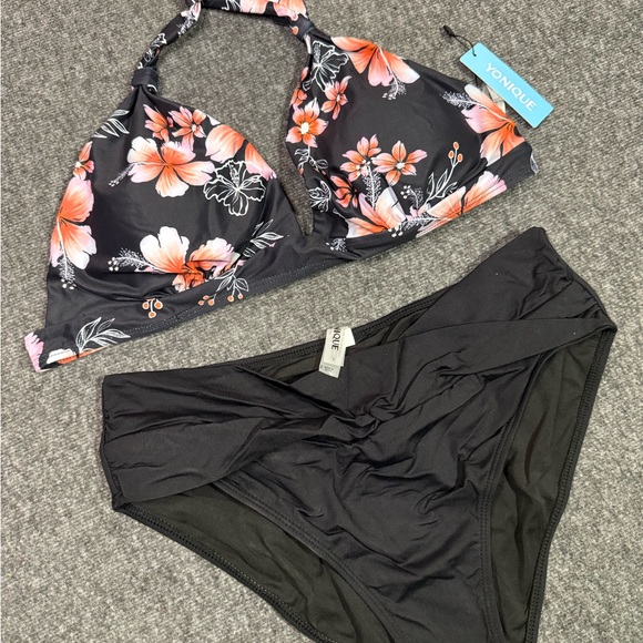 Nique Black and Pink Floral Bikini - Picture 2 of 5